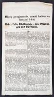1840 Hideg gyapjumosás, annak hatásai és hasznai felett, hirdetmény magyar és angol nyelven, 37x20cm