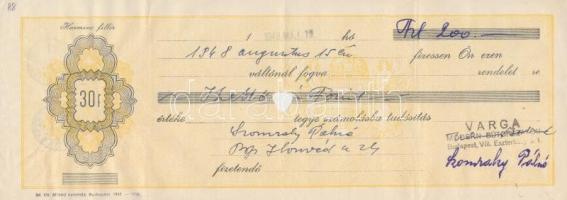 1948. "Varga Modern Bútorszalon" 5db kitöltött váltója illetékbélyegekkel és bélyegzésekke...