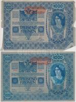 1902. 1000K (4x) mindnél "DEUTSCHÖSTERREICH" felülbélyegzés, mindkét oldal német és hátlap...
