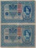 1902. 1000K (7x) mind "DEUTSCHÖSTERREICH" felülbélyegzésel, és egy kivételével mindnél min...