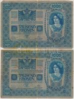 1902. 1000K (2x) mindkettő "MAGYARORSZÁG" felülbélyegzéssel T:III-