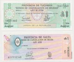 Argentína 1987-1991. 1A-100A (5x) közte "Provincia de Tucuman", "Provincia de Salta&q...