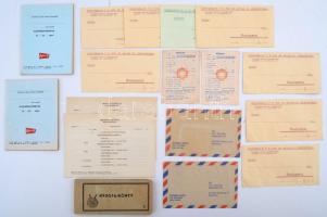 cca 1960-70 Vegyes nyomtatvány tétel: fejléces levélpapírok, meghatalmazási nyomtatványok, ellenőrzőkönyvek, stb.