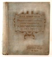 1905 Magyar és német levelezés irodai munkálatok és könyvviteli dolgozatok 1904-1905, IV. ker. Női Kereskedelmi Tanfolyam kézzel írt több  száz oldalnyi jegyzetek egészvászon kötésben, 28x23cm