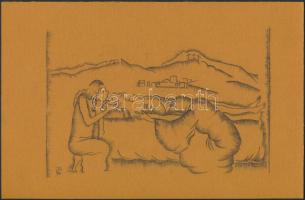 MCP jelzéssel: Mária és Jézus. Ceruza, papír, jelzett, 16x25 cm