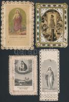 cca 1880-1900 Csipke szentképek, kis hibával, 4db, különböző méretben, cca 9x7cm
