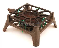 Jelzett spiritusz főző készlet, öntött vas, jó állapotban, 14×10 cm