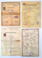 cca 1930-36 Vegyes okmánytétel: bizonyítványok, igazolványok, pecsétekkel, illetékbélyeggel, összesen 4 db.