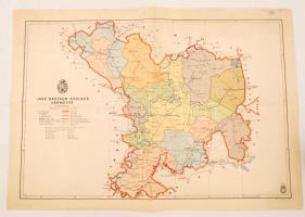 1941 Jász-Nagykun-Szolnok vármegye térképe, kiadja a M. kir. honv. Térképészeti Intézet, 34x50 cm