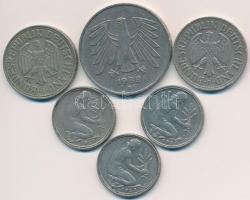 NSZK 1950-1988. 50pf (3x) + 1M (2x) + 5M T:2,2-
FRG 1950-1988. 50 Pfennig (3x) + 1 Mark (2x) + 5 Ma...