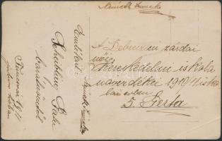 1910 A debreceni zárdai női kereskedelmi iskola növendékei, fotólap, hátoldalon feliratozva, felület...