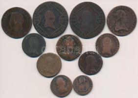11db-os vegyes magyar és külföldi rézpénz tétel, közte 1800S 1kr Cu, 1807B 15kr Cu T:vegyes 11pcs of various copper coins, including Hungary 1800S 1 Kreuzer Cu, 1807B 15 Kreuzer Cu C:mixed