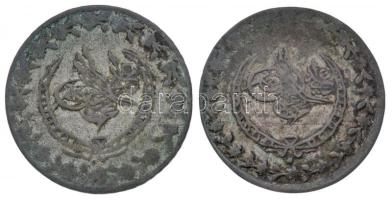 Oszmán Birodalom 1808. (1223) 20p Ag 2xklf (1,16g,1,8g) T:2- patina Ottoman Empire 1808. (1223) 20 Para Ag 2xdiff (1,16g,18g) C:VF patina