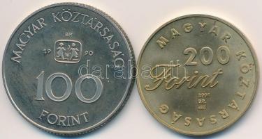 1990. 100Ft "SOS Gyermekfalu" + 2001. 200Ft "Fazekas Mihály: Lúdas Matyi" T:2 (P...