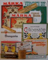 12db különféle ital és kölnivíz cimke