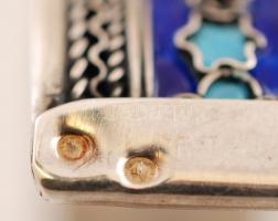 Tűzzománccal díszített ezüst(Ag) karkötő, kis hiánnyal, jelzett, br: 39,5 g