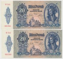 1941. 20P (4x) sorszámkövetők egy ugrással T:I-