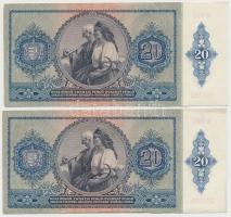 1941. 20P (4x) sorszámkövetők egy ugrással T:I-