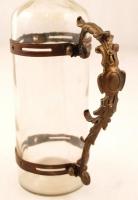 Réz palackfogó, dugós üvegpalackkal, jó állapotban, m:30 cm