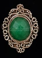 Zöld kővel díszített ezüst(Ag) gyűrű, jelzett(925), méret: 56, br: 4,5 g