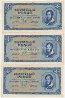 1945. 1.000.000P (3x) közte 2db sorszámkövető és 1db közeli sorszám T:I-,II szép papír