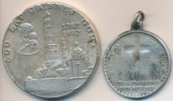 Vatikán 1934. "XI. Pius" fém medál (25mm) + Lengyelország 1982. "II. János Pál pápa /...