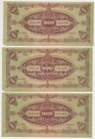 1945. 10.000P (3x) sorszámkövetők két ugrással, mindhárom "MNB" bélyeggel T:I-
