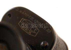 cca 1930 Oigee katonai távcső, jelzett, sorszámozott (22845), eredeti bőr tokkal, 14×10 cm