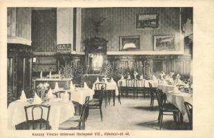Budapest VII. Keszey Vince étterme, belső; Rákóczi út 44.