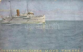 SS Thalia, Österreichischer Lloyd, Trieste; ship company advertisement, artist signed