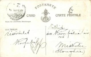 SS Thalia, Österreichischer Lloyd, Trieste; ship company advertisement, artist signed