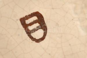 Cseh rózsamintás bonbonier, hibátlan, jelzett, d: 10,5 cm, m: 5 cm