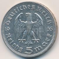 Német 3. Birodalom 1935D 5M Ag "Hindenburg" T:2,2-
German Third Reich 1935D 5 Marks Ag &q...
