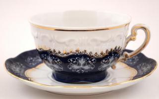 Zsolnay Pompadour mintás teás készlet, teljes, hajszálrepedéssel, kézzel festett, jelzett