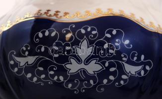 Zsolnay Pompadour mintás teás készlet, teljes, hajszálrepedéssel, kézzel festett, jelzett