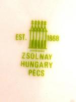 Zsolnay Pompadour mintás teás készlet, teljes, hajszálrepedéssel, kézzel festett, jelzett