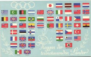 Olympische Sommerspiele 1936, die Flaggen der teilnehmenden Länder. Reichssportverlag / 1936 Summer olympics, the flags of the participating countries So. Stpl