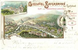1899 Kyselka / Karlovy Vary; Giesshübl Sauerbrunn bei Karlsbad, Mattoni, litho