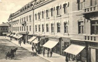 Ivano-Frankivsk, Stanislawów, Stanislau; Ul. Sapiezynska Linia A-B / street, shops of Leon Schenkelbach and Stanislaw Rutkowski (EM)