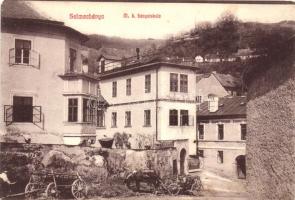 Selmecbánya, Banská Stiavnica; Magyar Királyi Bányaiskola, lovaskocsi / miners school, horse carriage (EM)