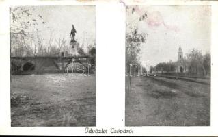 Csépa, templom, tér, Hősök szobra (fa)