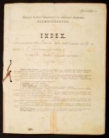 1889 Tomasovszky Imre (1871-1946) m. kir. főerdész, a selmeczbányai akadémia egykori tanárának indexe a Selmeczbányai bányászati bányászati és erdészeti akadémiáról 1889-1892 az akadémia tanárainak aláírásával és viaszpecsétjével, restaurált, 29x22cm