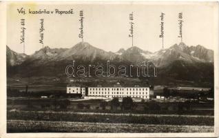 Poprád, Voj. kasárna, laktanya / military barracks, Tatra peaks