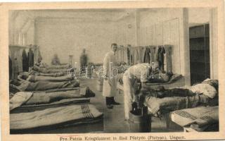 Pöstyén, Piestany; Pro Patria hadikórház, kórterem belseje, orvosok és ápoltak / military hospital, ward room interior, doctors and patients