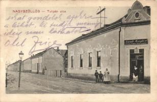 Nagyszőllős, Tulipán utca, Szántó Menyhért vegyeskereskedése / street, grocery shop