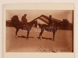 1921 Lovasgyakorlat Pápán, fotólap, 14x9cm