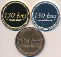 DN "Népszava - Alapítva 1873-ban / 130 éves" 3db emlékérem, aranyozott, ezüstözött és bron...