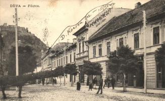 Déva, Fő utca, Fehér Kereszt szálloda és kávéház / main street, hotel and cafe (EK)