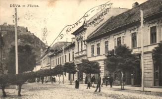 Déva, Fő utca, Fehér Kereszt szálloda és kávéház / main street, hotel and cafe (EK)