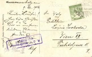 Marosvásárhely, Targu Mures; Kultúrpalota, a hátoldalon kolozsvári K.u.K. katonai cenzúra pecsételés...